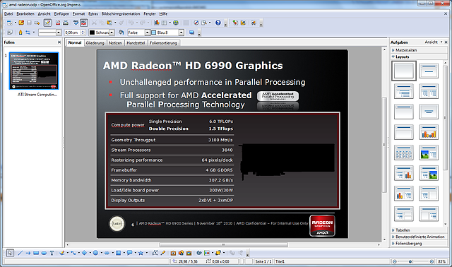 (angebliche) Spezifikationen zur Radeon HD 6990 (Originalbild) – Achtung, Fälschung!